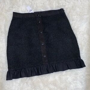 NWT LOFT Black Ruffle Mini Skirt
